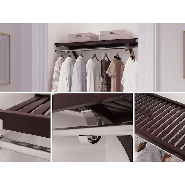 John Louis Home Solid Wood 16in. Deep 4ft. Shelf with Bar Kit Espresso JLH-653-B - main